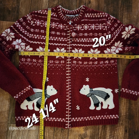 COZY WHIP STITCH KNIT POLAR BEAR FULL ZIP SWEATER MEDIUM  ☆ - Picture 11 of 11